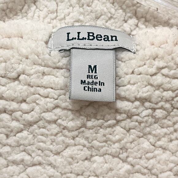 LL Bean Classic Women's Ragg Wool Sherpa lined Zip Sweater Grey Medium 503315 - Picture 8 of 11